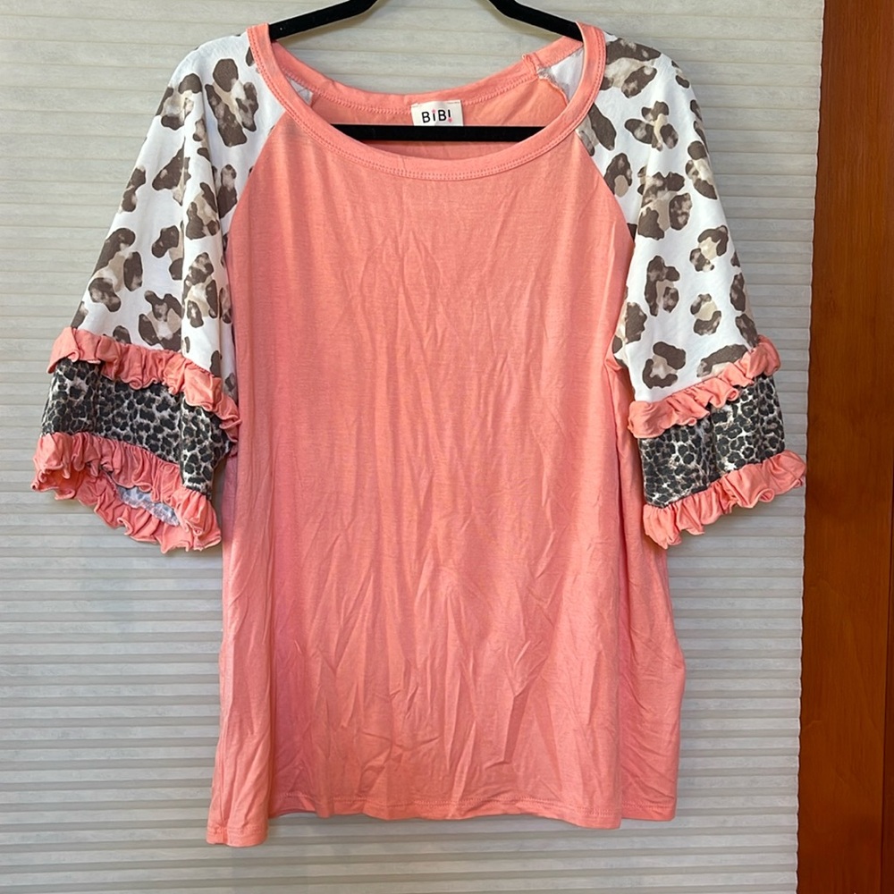 Peach Leopard Print Boho Bohemian Layered Sleeve … - image 5